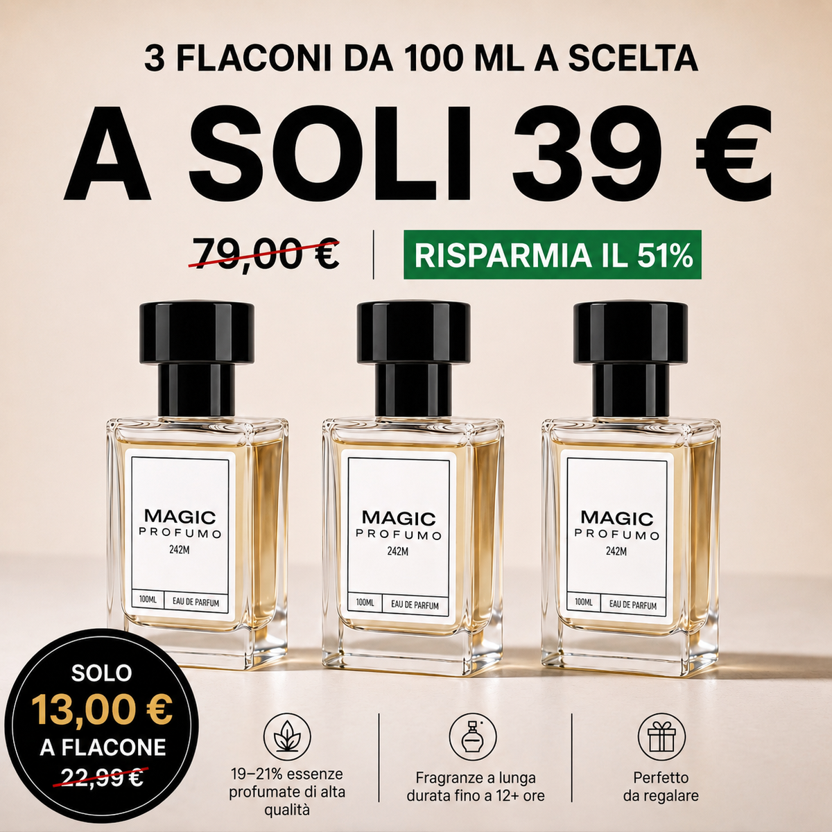 3X 100ml Perfume Bottles