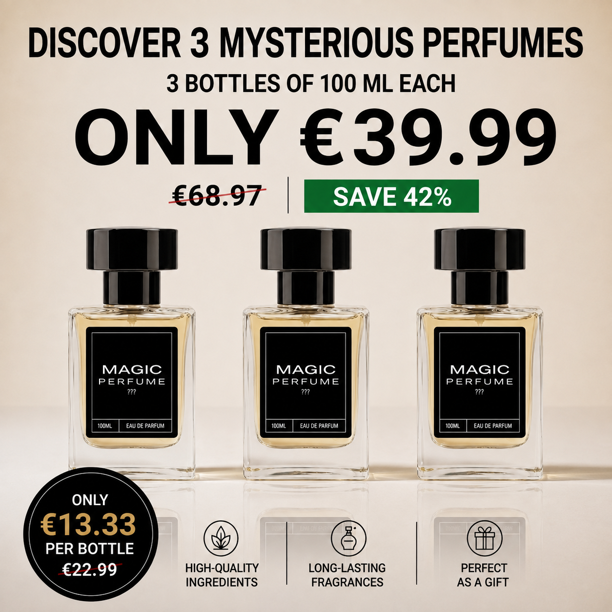 Profumi Misteriosi – 3X 100ml Flaconi di profumo