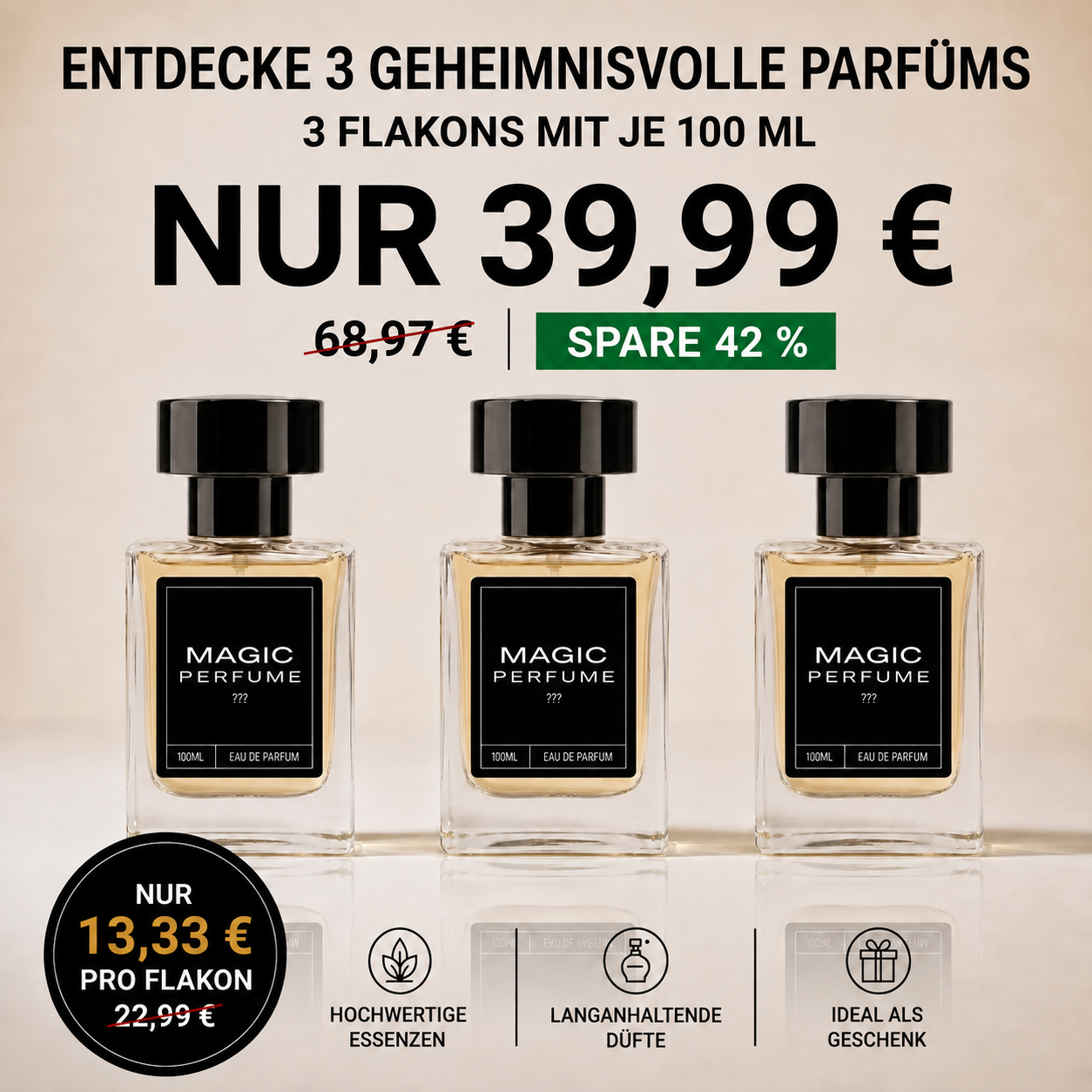 Profumi Misteriosi – 3X 100ml Flaconi di profumo