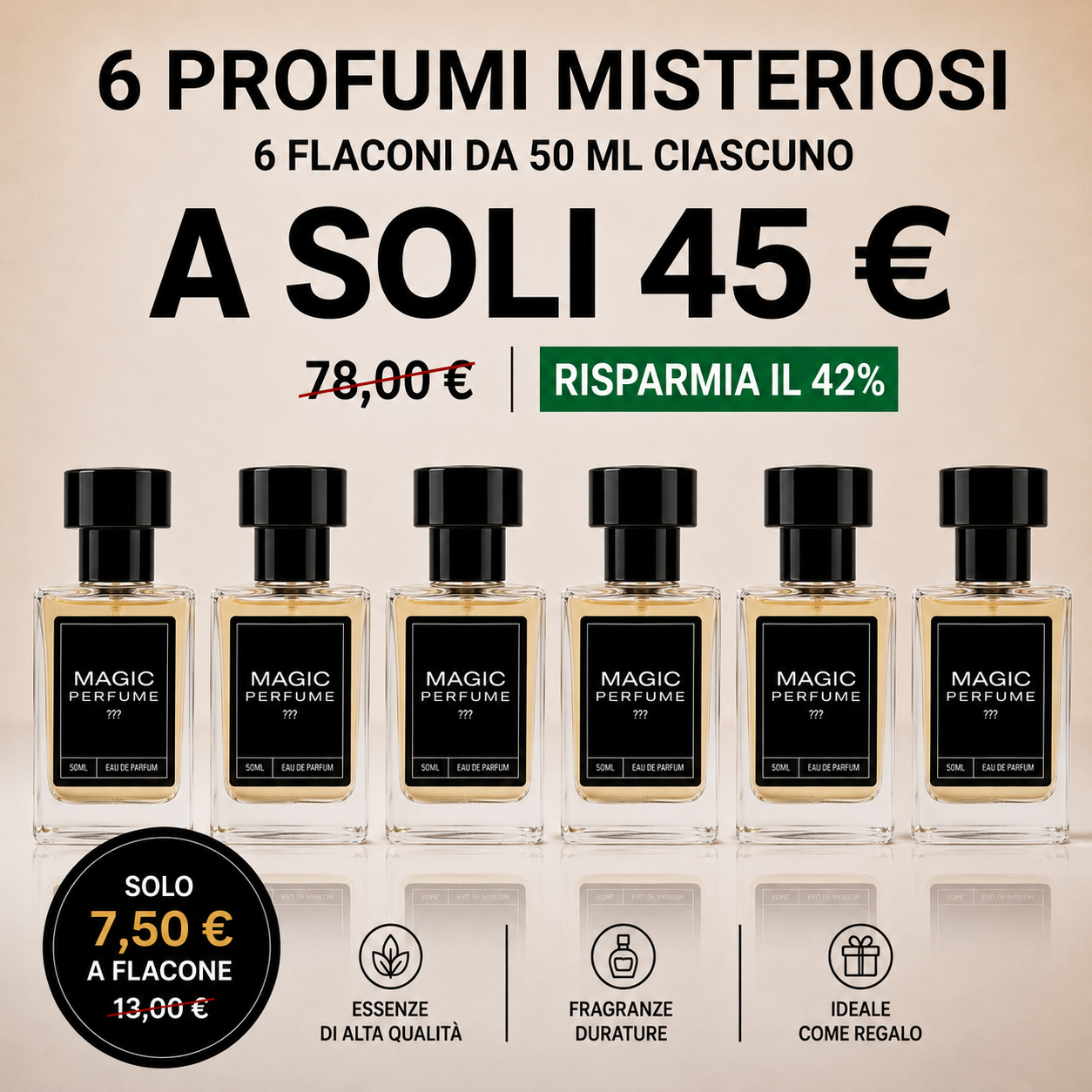 Profumi Misteriosi – 6X 50ml Flaconi di profumo