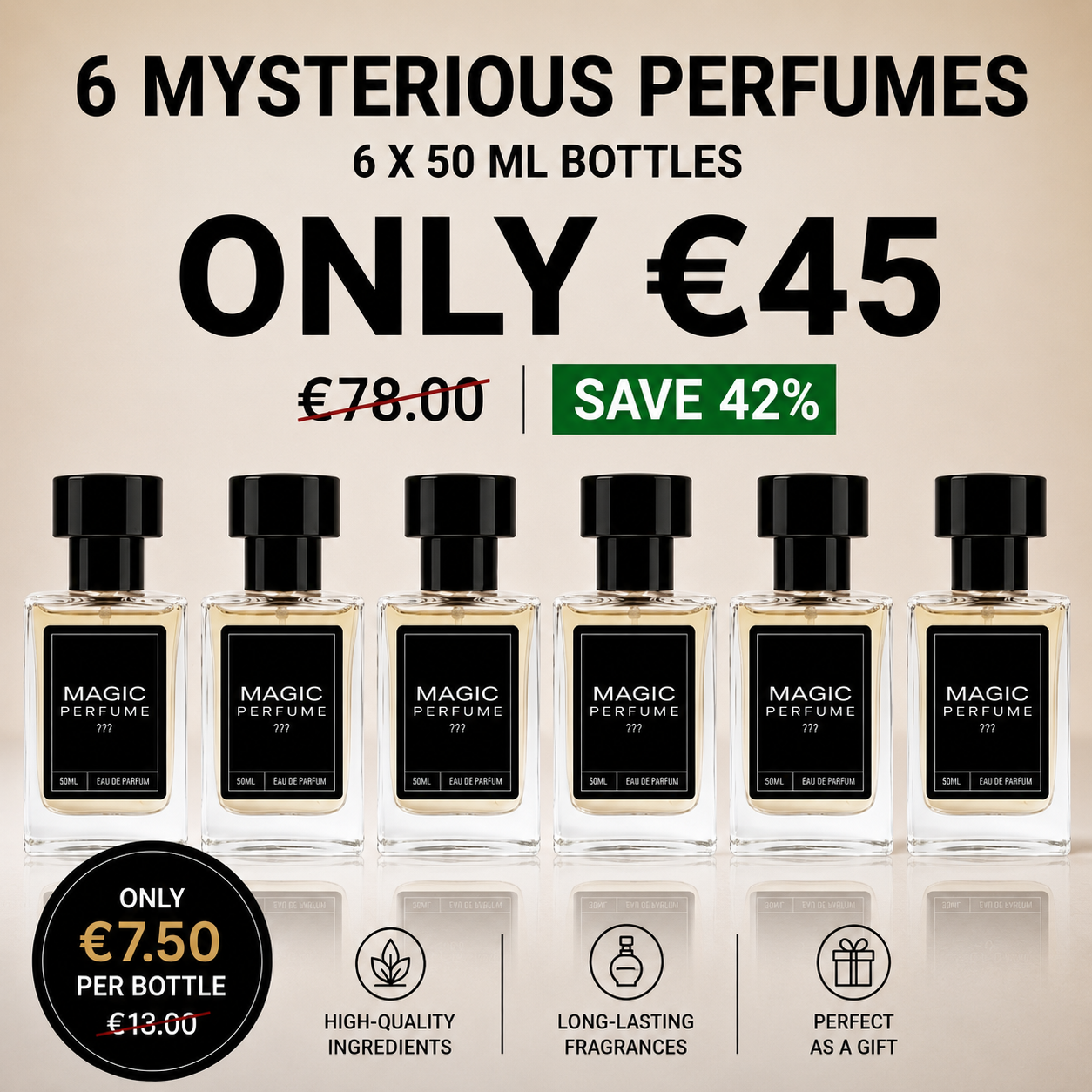 Profumi Misteriosi – 6X 50ml Flaconi di profumo